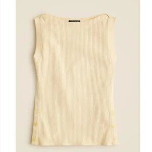 J. Crew Premium Rib Side Button Top NWT Large